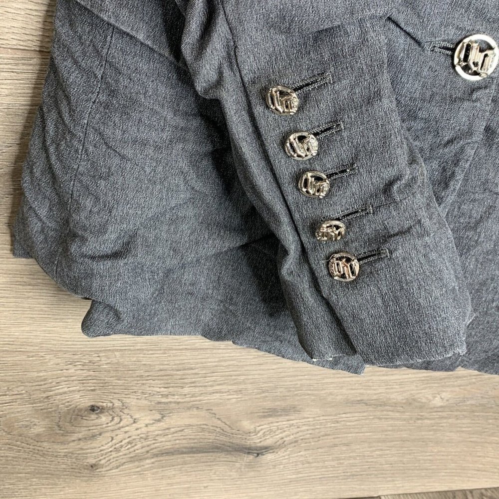 Versace Jacket Womens Size 8 Grey 2 Button Closure Notch Lapel Shoulder Pads - Picture 6 of 11